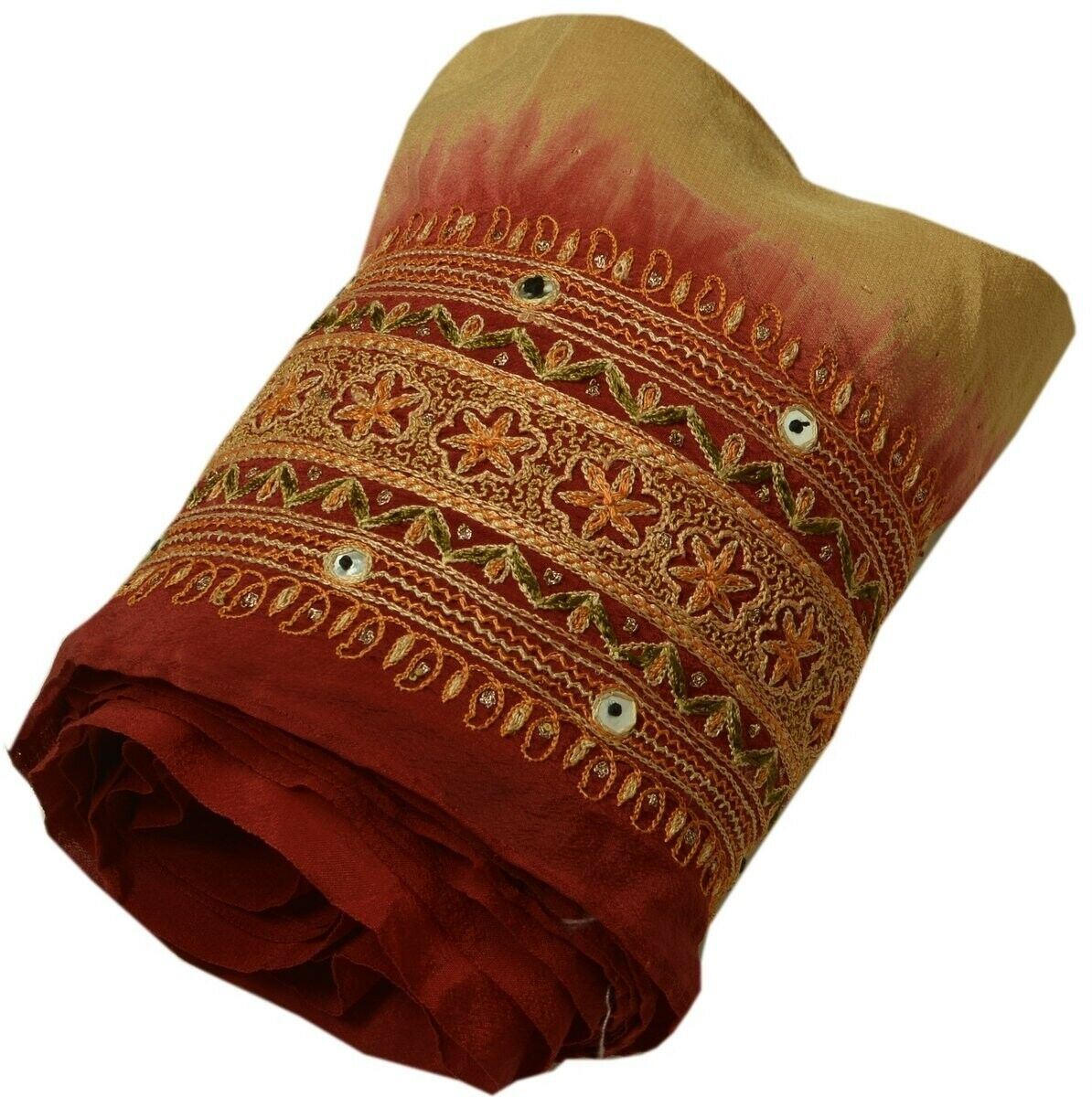 Vintage Sari Border Indian Craft Trim Embroidered Sewing Ribbon Lace Deep Red