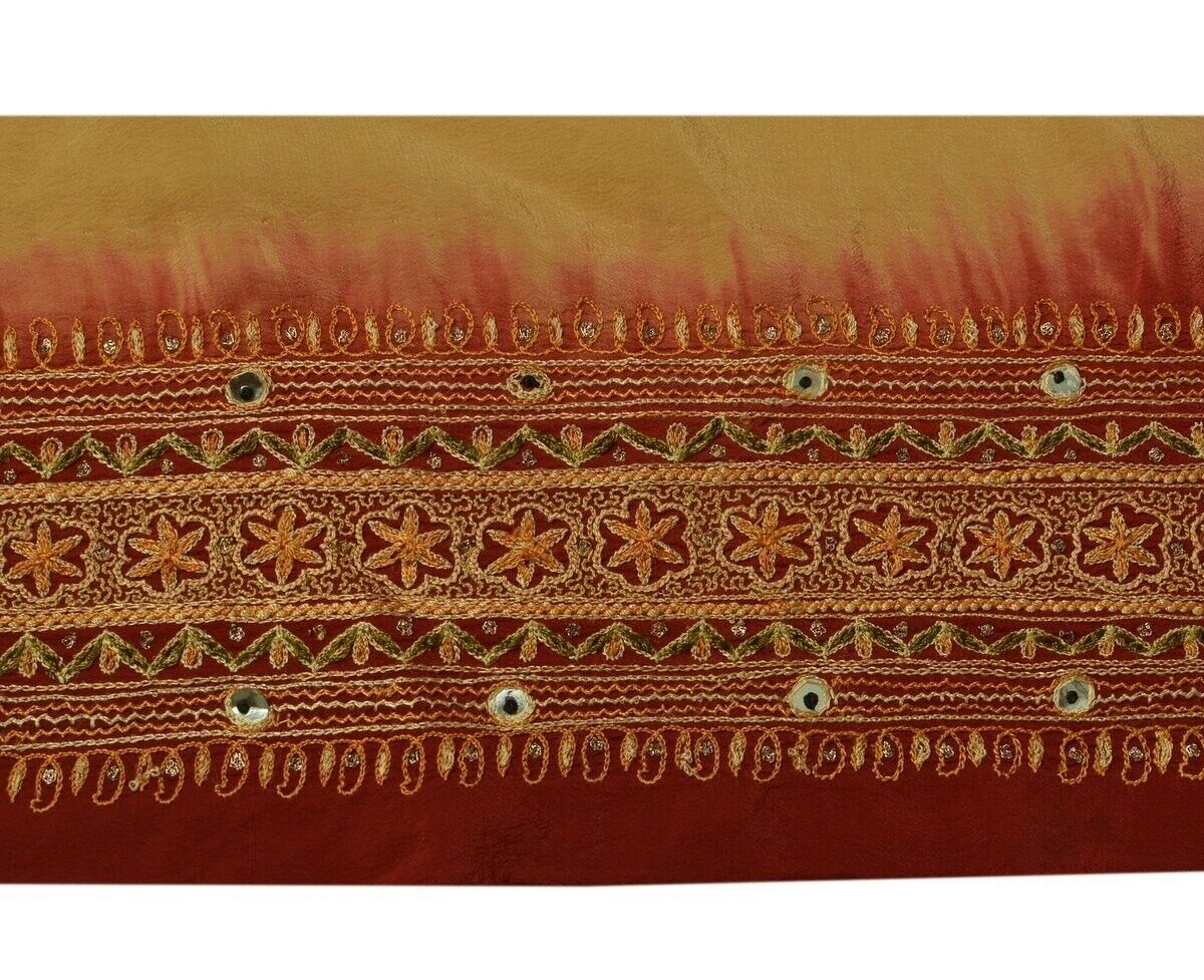 Vintage Sari Border Indian Craft Trim Embroidered Sewing Ribbon Lace Deep Red