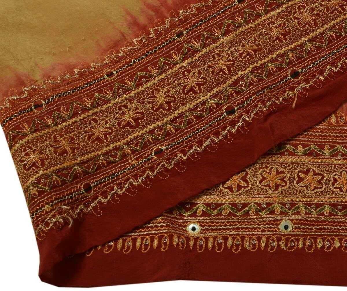 Vintage Sari Border Indian Craft Trim Embroidered Sewing Ribbon Lace Deep Red