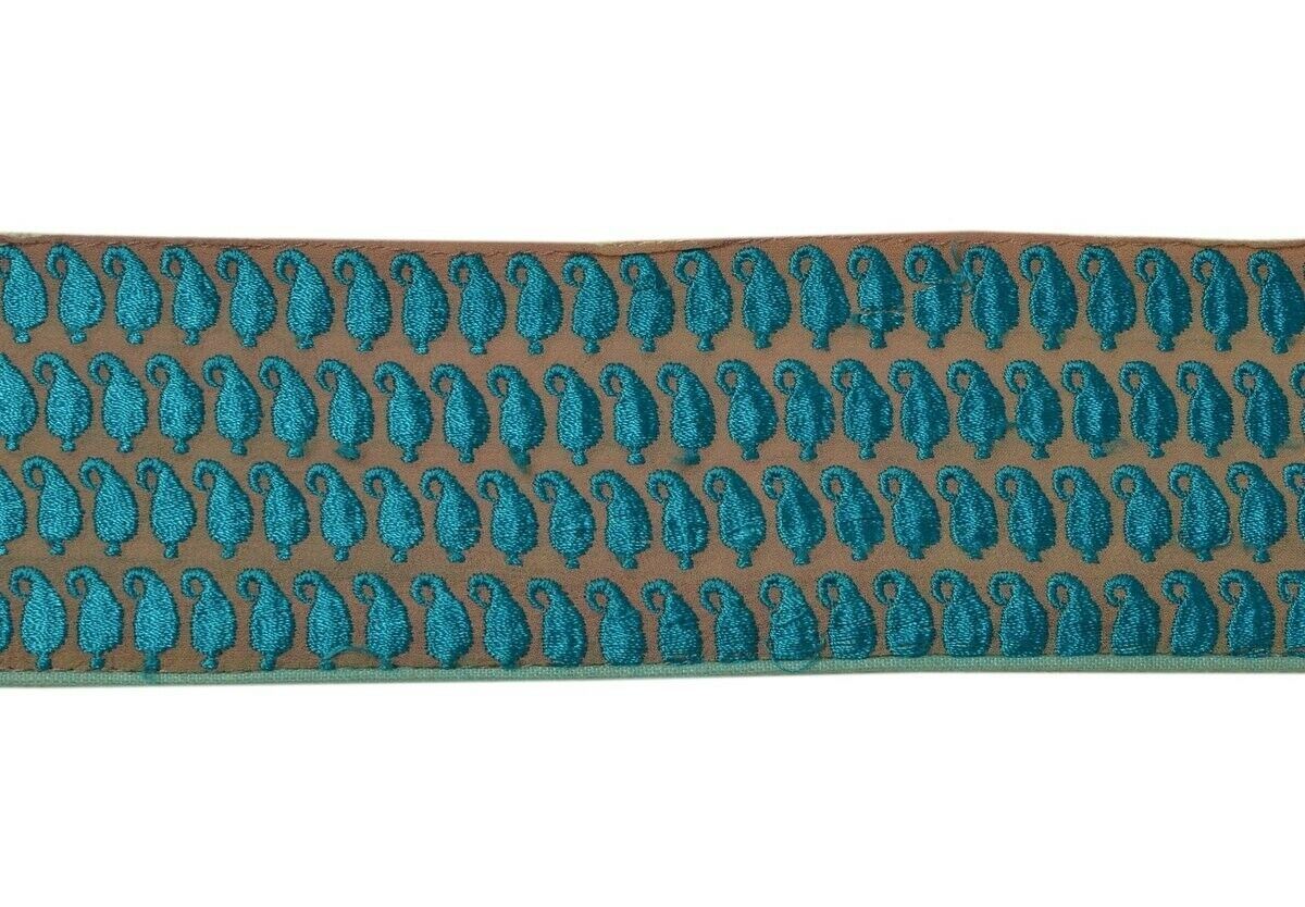 Vintage Sari Border Indian Craft Trim Paisley Embroidered Sewing Ribbon Lace