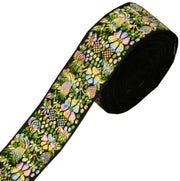 Vintage Saree Border Indian Craft Trim Woven Floral Black Ribbon Lace