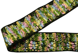 Vintage Saree Border Indian Craft Trim Woven Floral Black Ribbon Lace