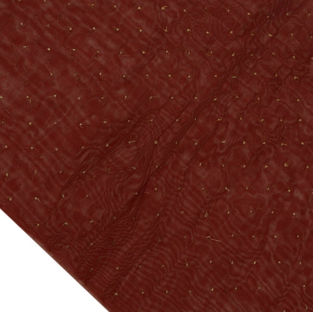 Vintage Sari Remnant Scrap NET Fabric for Sewing Craft Maroon