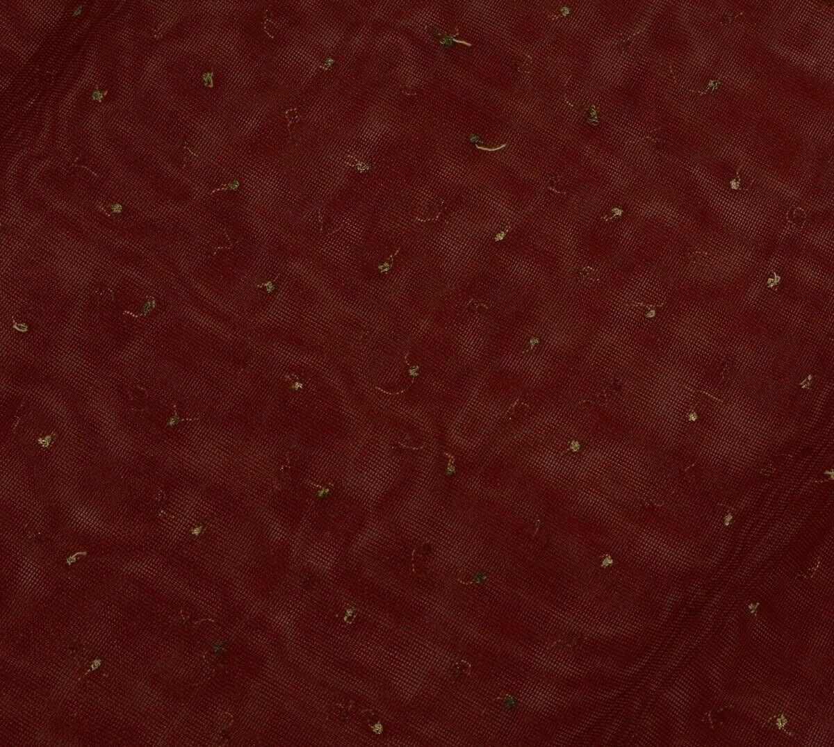 Vintage Sari Remnant Scrap NET Fabric for Sewing Craft Maroon