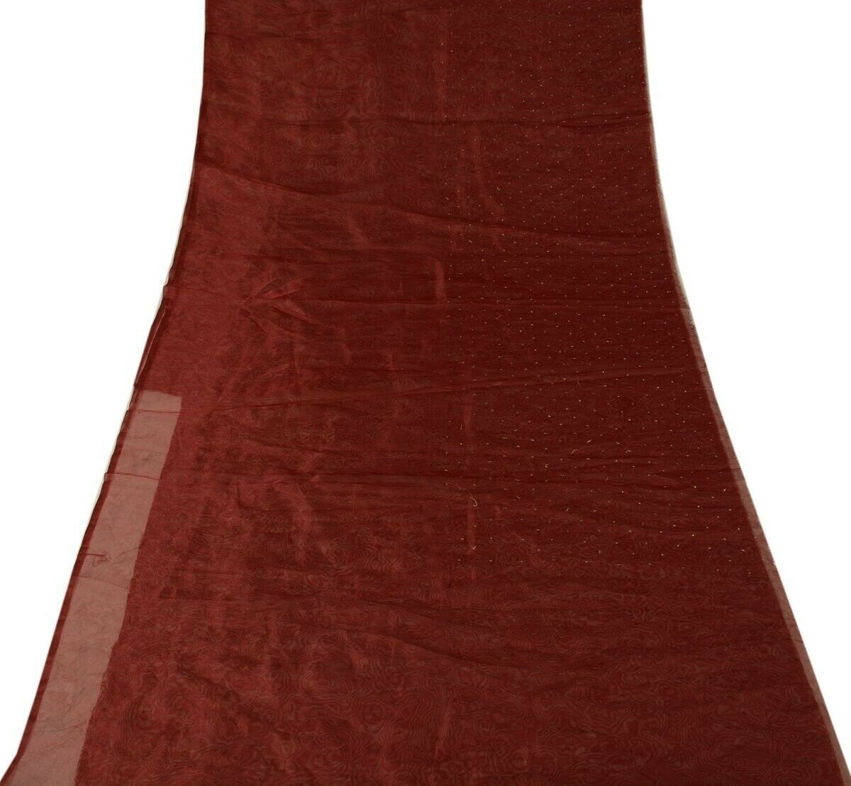 Vintage Sari Remnant Scrap NET Fabric for Sewing Craft Maroon