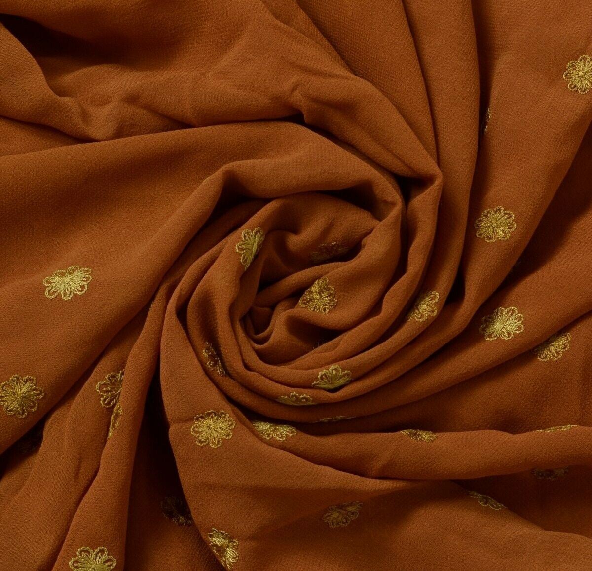 100% Pure Georgette Silk Vintage Sari Remnant Scrap Fabric for Sewing Craft Brow