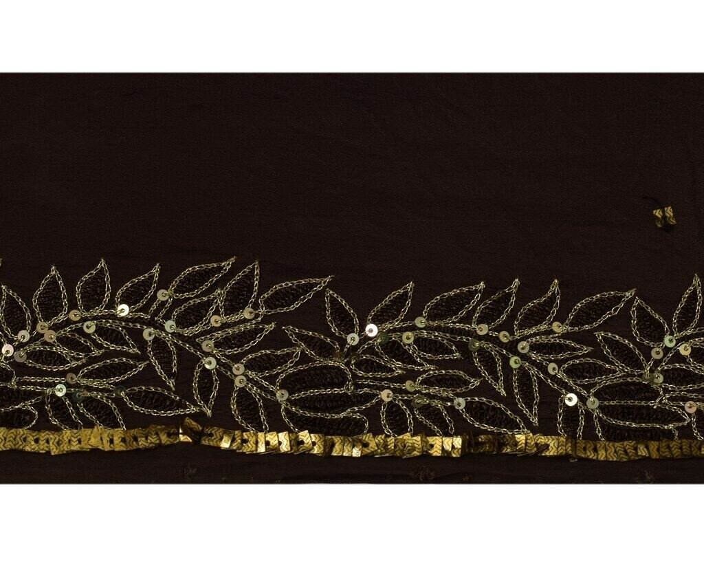 Vintage Sari Border Indian Craft Sewing Trim Embroidered Ribbon Lace Dark Brown