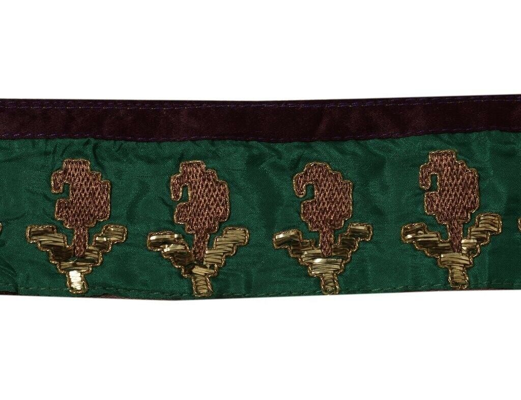 Vintage Sari Border Indian Craft Sewing Trim Embroidered Ribbon Lace Green