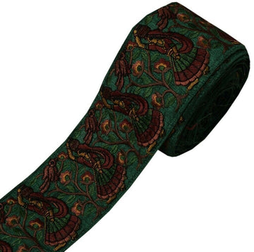 Vintage Sari Border Indian Craft Trim Embroidered Women Tree Bird Lace Green