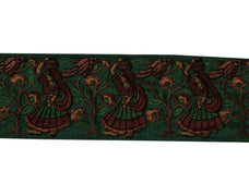 Vintage Sari Border Indian Craft Trim Embroidered Women Tree Bird Lace Green