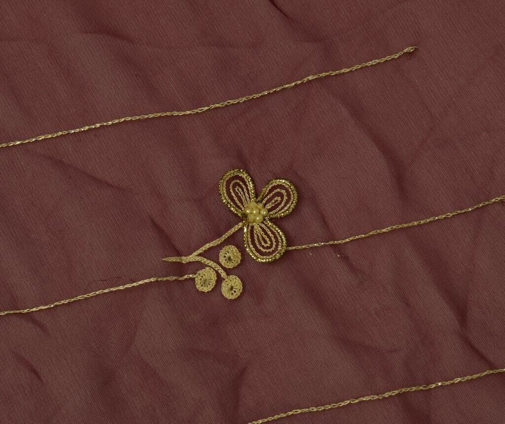 Indian Art Silk Vintage Sari Remnant Scrap Fabric for Sewing Craft Maroon
