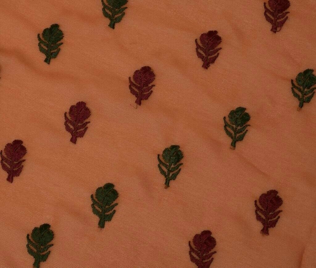 Blend Georgette Silk Vintage Sari Remnant Scrap Fabric for Sewing Craft Rust