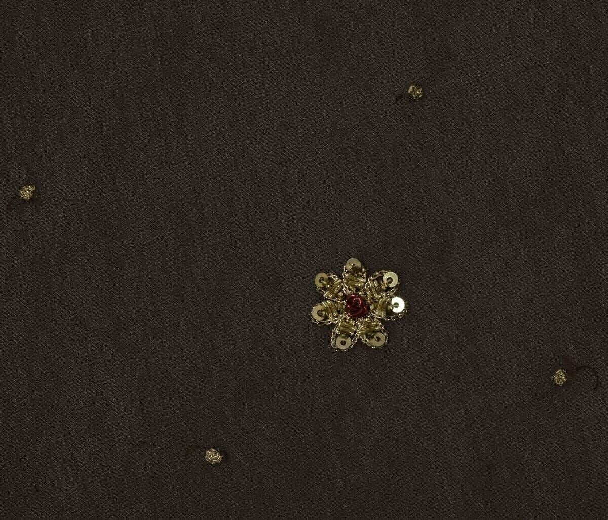 Blend Georgette Silk beaded Vintage Sari Remnant Scrap Fabric for Sewing Craft
