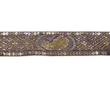 1.6" W 2.5 Yard Saree Border Indian Craft Trim Woven Purple Sewing Ribbon Lace