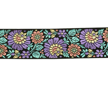 1 Yard Sari Border Indian Craft Trim Sewing Floral Ribbon Lace Edging Tape Black