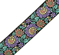 1 Yard Sari Border Indian Craft Trim Sewing Floral Ribbon Lace Edging Tape Black