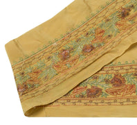 Vintage Sari Border Indian Craft Sewing Trim Embroidered Cream Silk Ribbon Lace