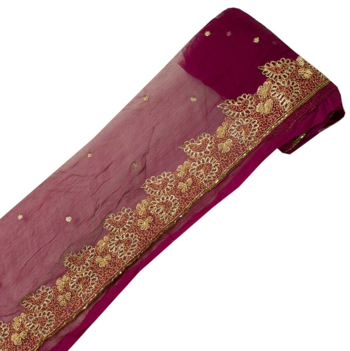 Vintage Sari Border Indian Craft Sewing Trim Hand Beaded Embroidered Purple Lace