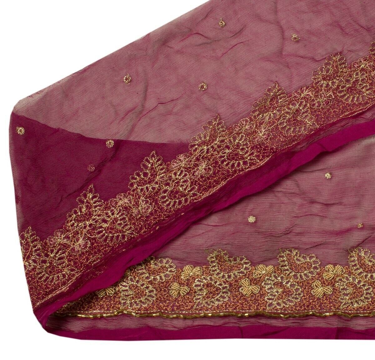 Vintage Sari Border Indian Craft Sewing Trim Hand Beaded Embroidered Purple Lace