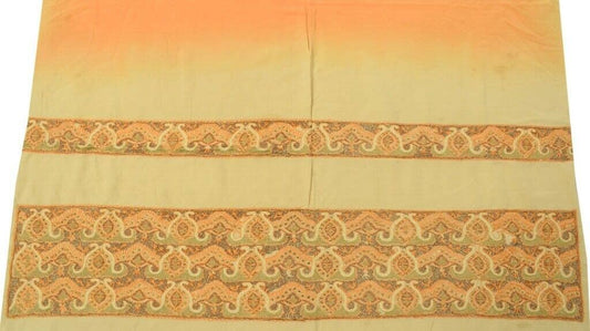 Vintage Saree Remnant Scrap Multi Purpose Embroidered Cream Craft Design Fabric