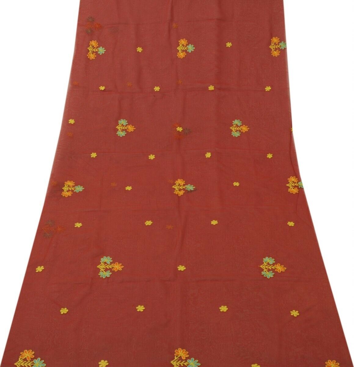 Blend Georgette Silk Maroon Vintage Sari Remnant Scrap Fabric for Sewing Craft