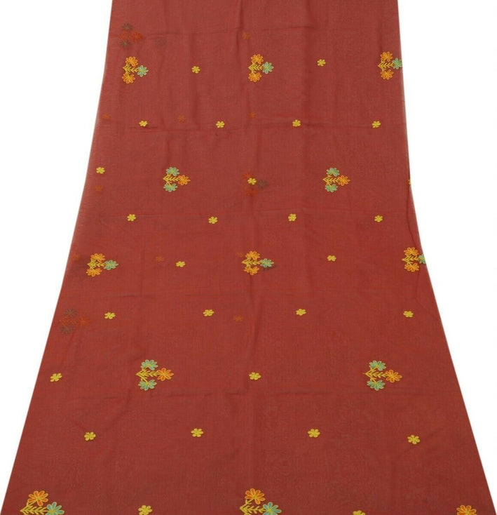 Blend Georgette Silk Maroon Vintage Sari Remnant Scrap Fabric for Sewing Craft