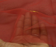 Blend Georgette Silk Maroon Vintage Sari Remnant Scrap Fabric for Sewing Craft