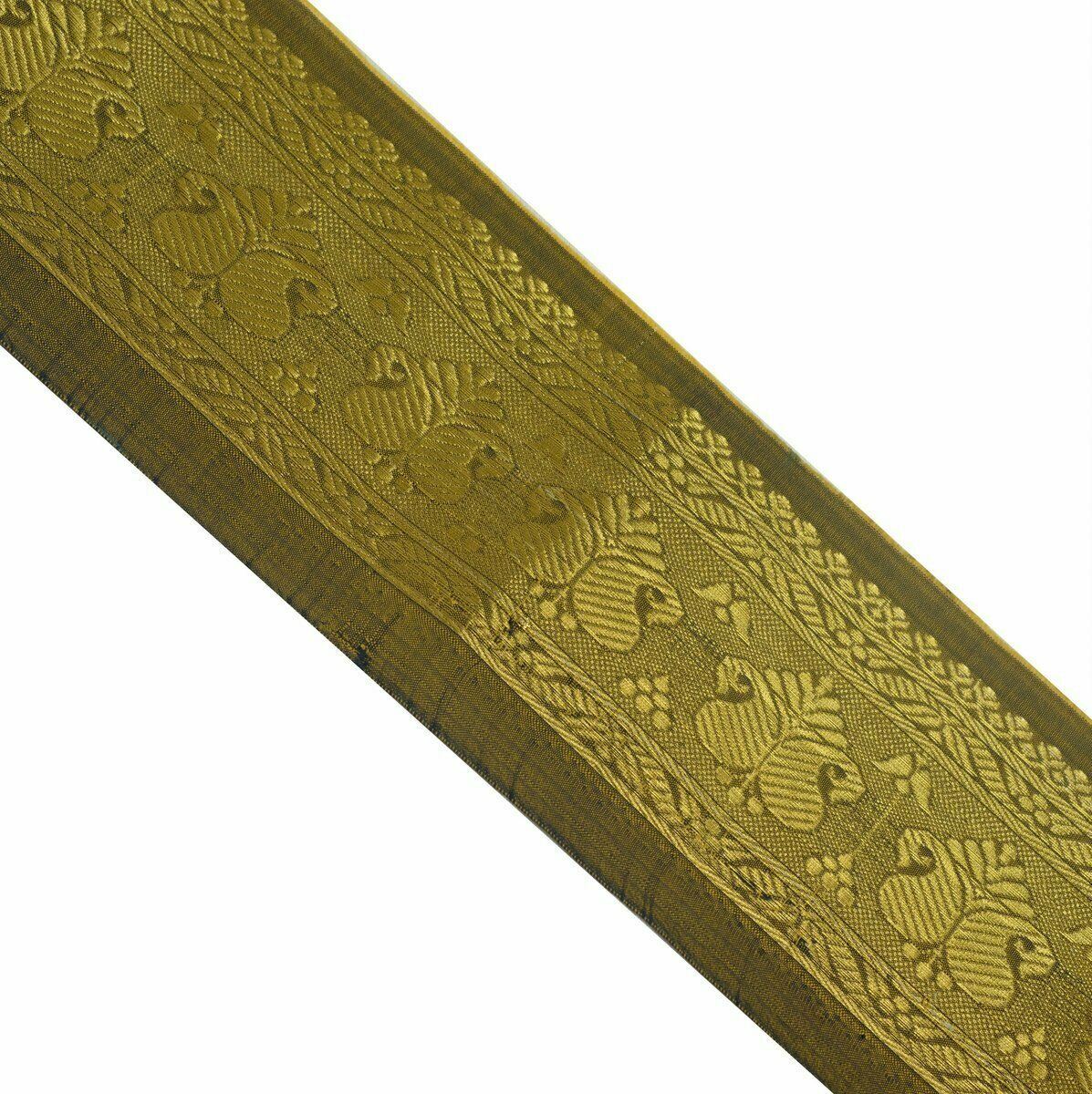Vintage Saree Border Indian Craft Trim Antique Zari Woven Lace Green