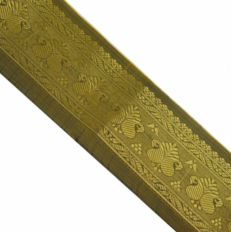 Vintage Saree Border Indian Craft Trim Antique Zari Woven Lace Green