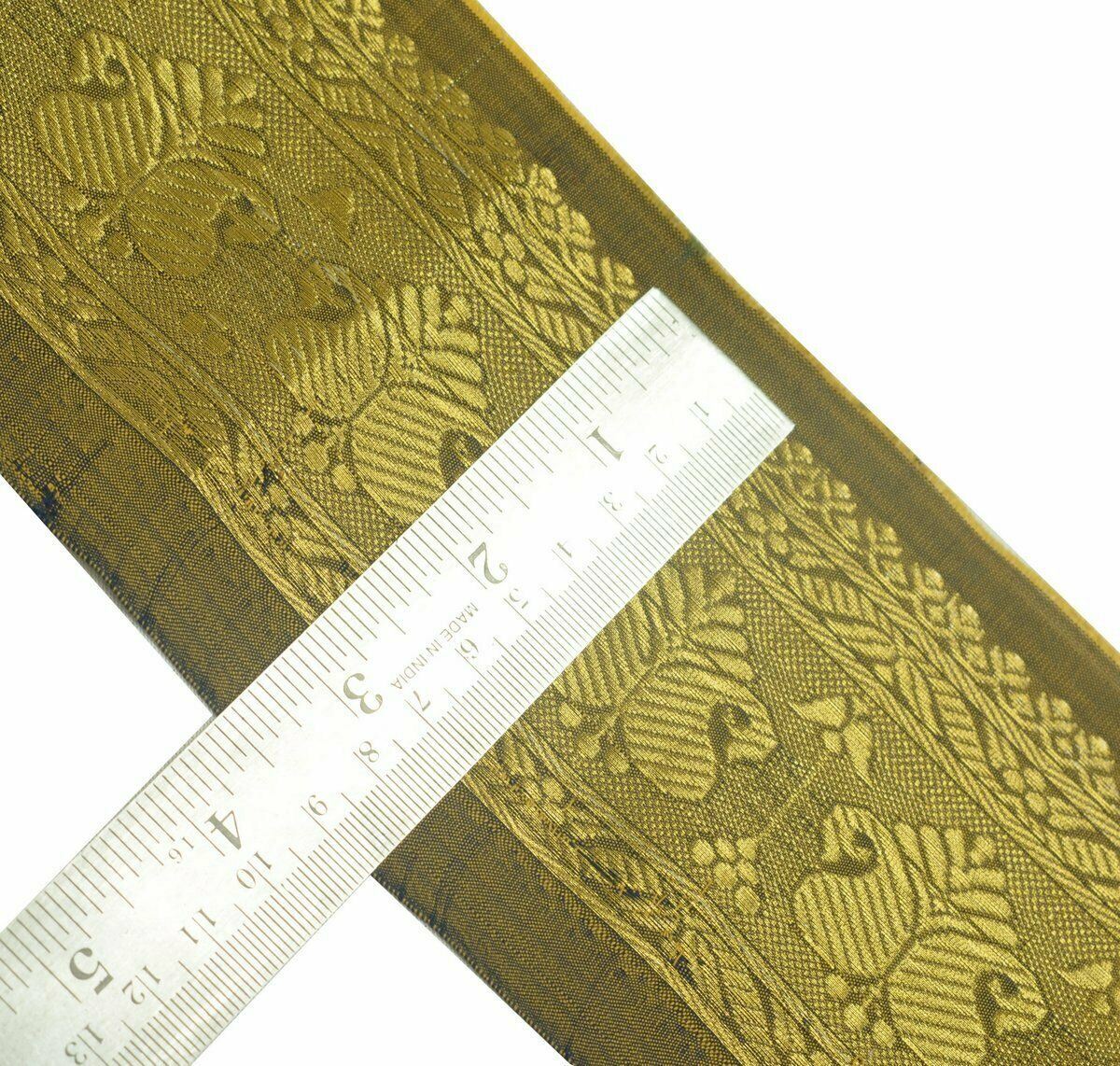 Vintage Saree Border Indian Craft Trim Antique Zari Woven Lace Green