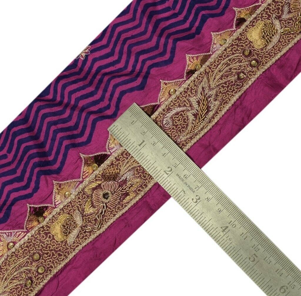 Vintage Sari Border Indian Craft Sewing Trim Hand Beaded Embroidered Ribbon Lace