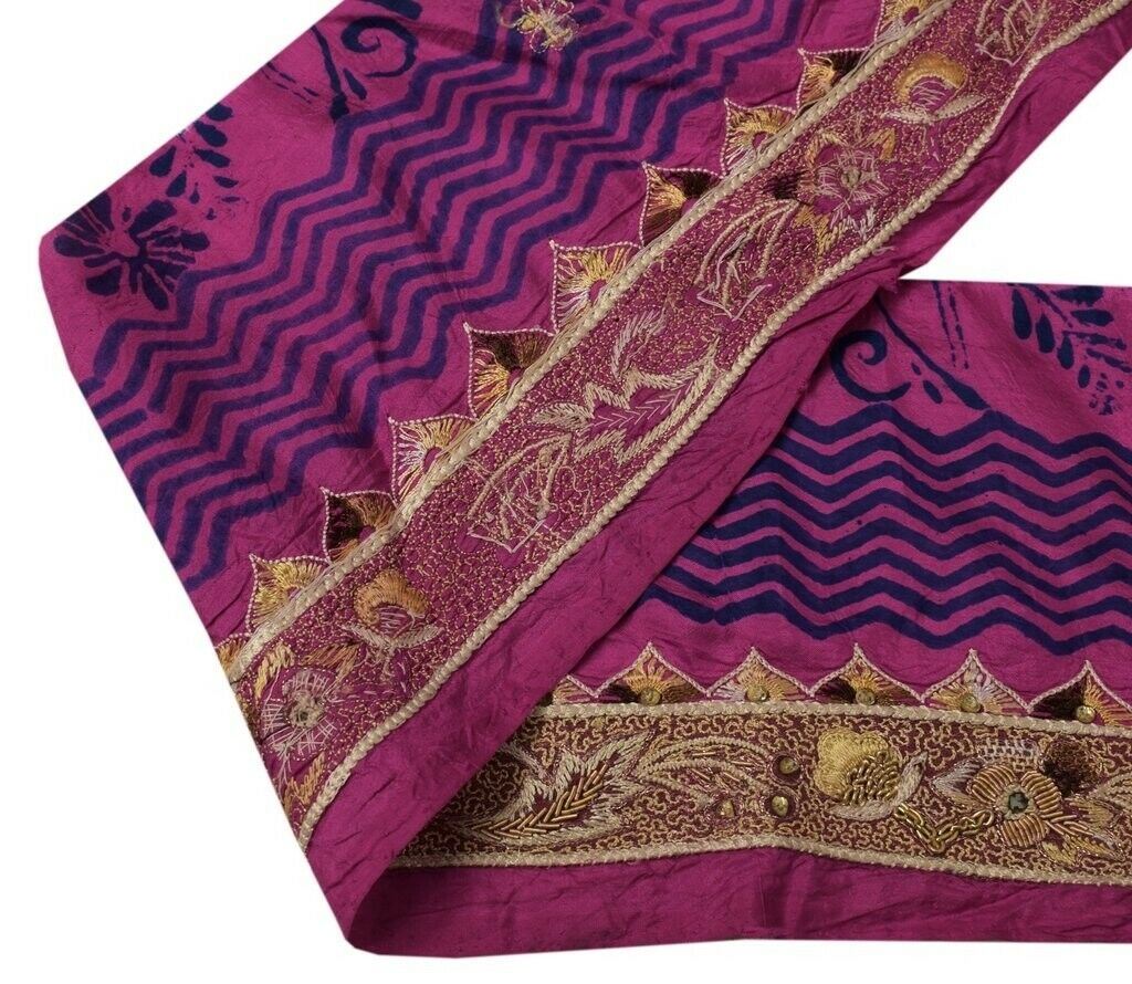 Vintage Sari Border Indian Craft Sewing Trim Hand Beaded Embroidered Ribbon Lace
