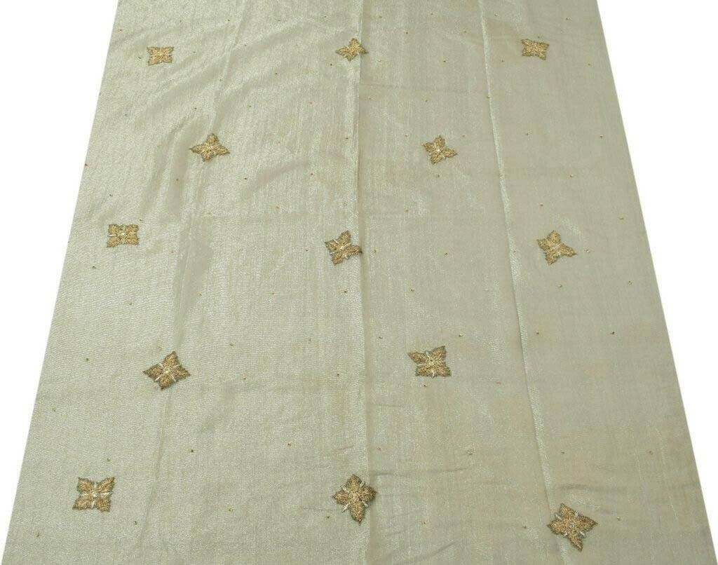 Vintage Saree Remnant Scrap Multi Purpose Craft Fabric Applique Work Gray Tissue