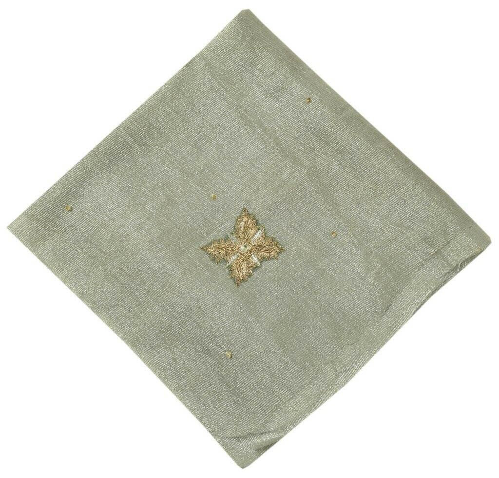 Vintage Saree Remnant Scrap Multi Purpose Craft Fabric Applique Work Gray Tissue