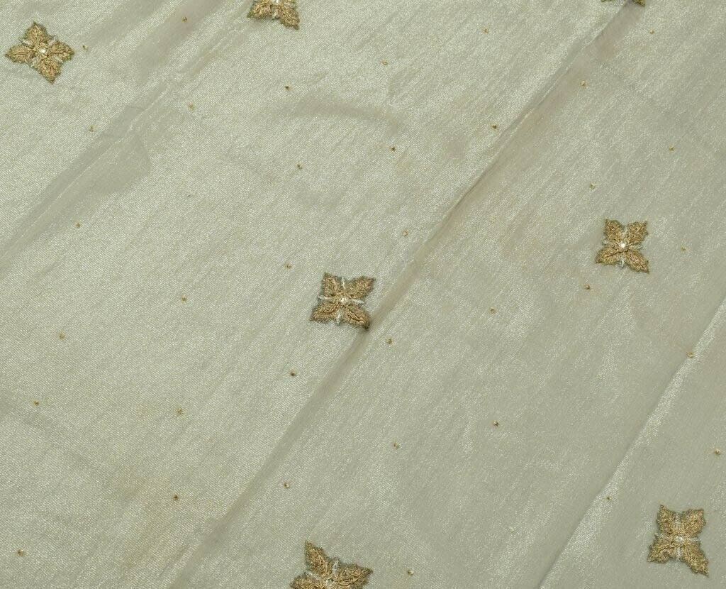 Vintage Saree Remnant Scrap Multi Purpose Craft Fabric Applique Work Gray Tissue
