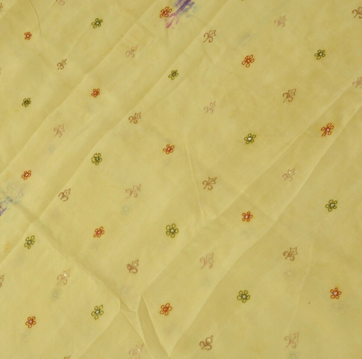 100% Pure Crepe Silk Cream Vintage Sari Remnant Scrap Fabric for Sewing Craft