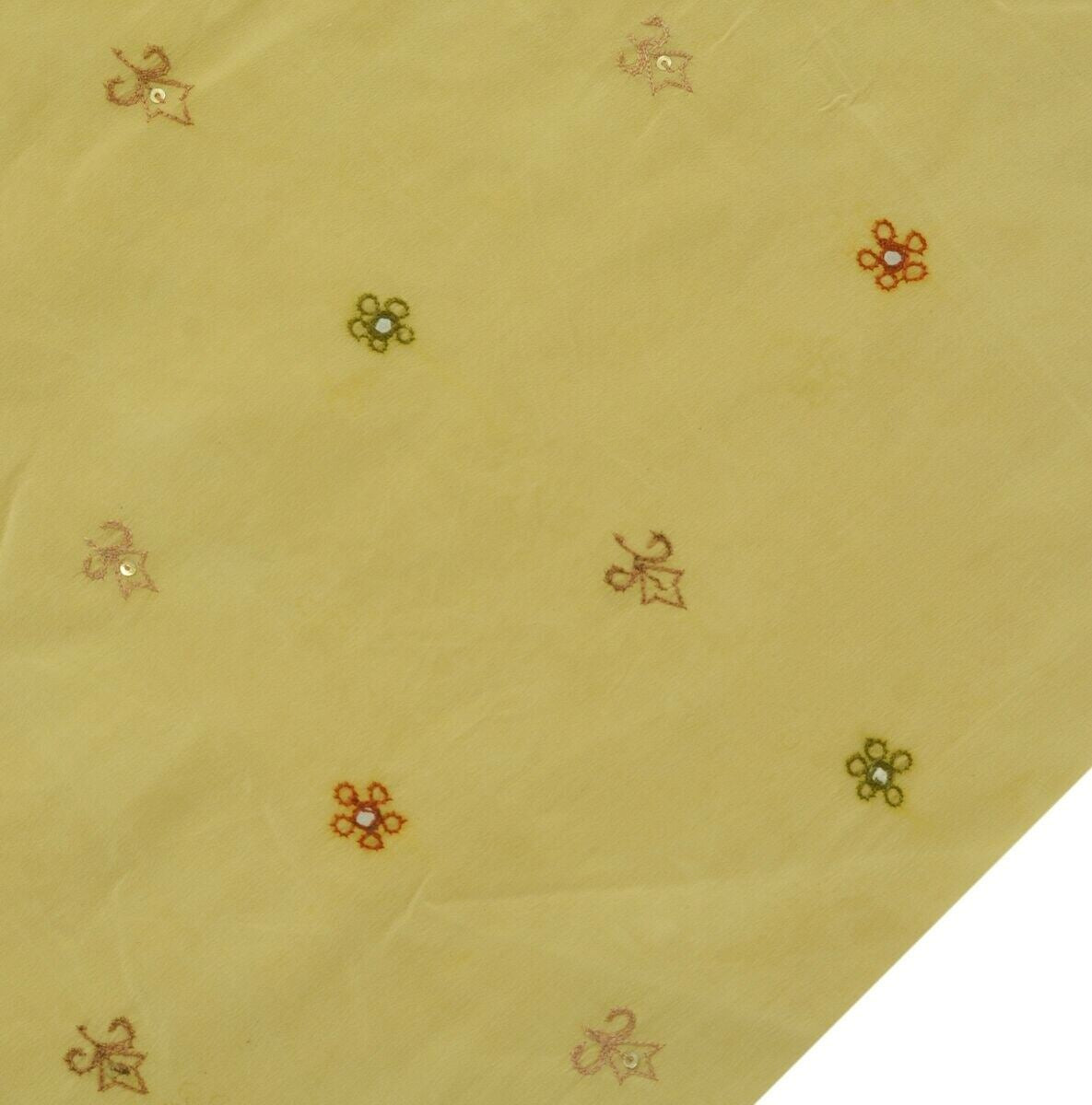 100% Pure Crepe Silk Cream Vintage Sari Remnant Scrap Fabric for Sewing Craft