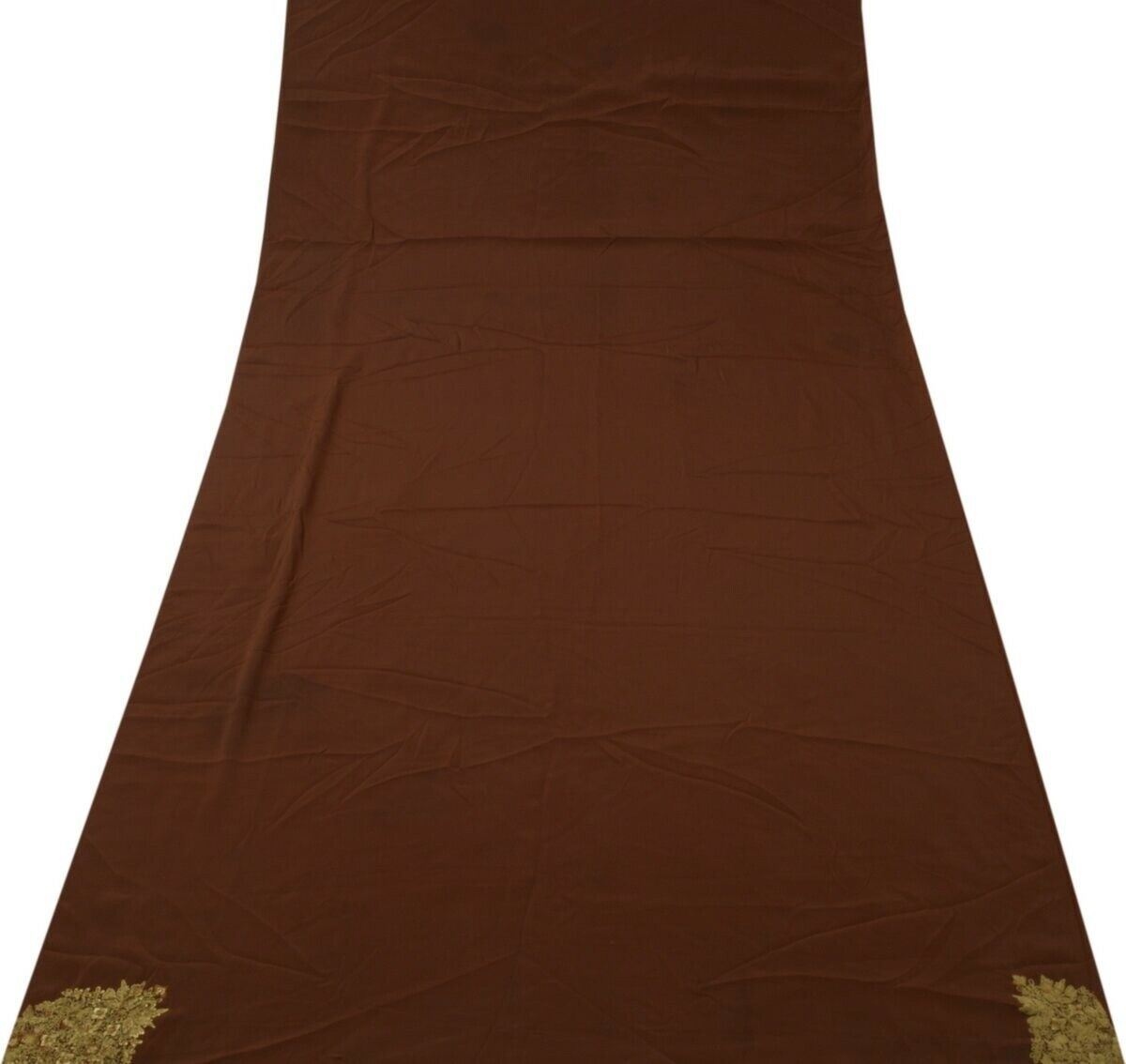 Blend Crepe Silk Brown Vintage Sari Remnant Scrap Fabric for Sewing Craft