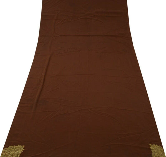 Blend Crepe Silk Brown Vintage Sari Remnant Scrap Fabric for Sewing Craft