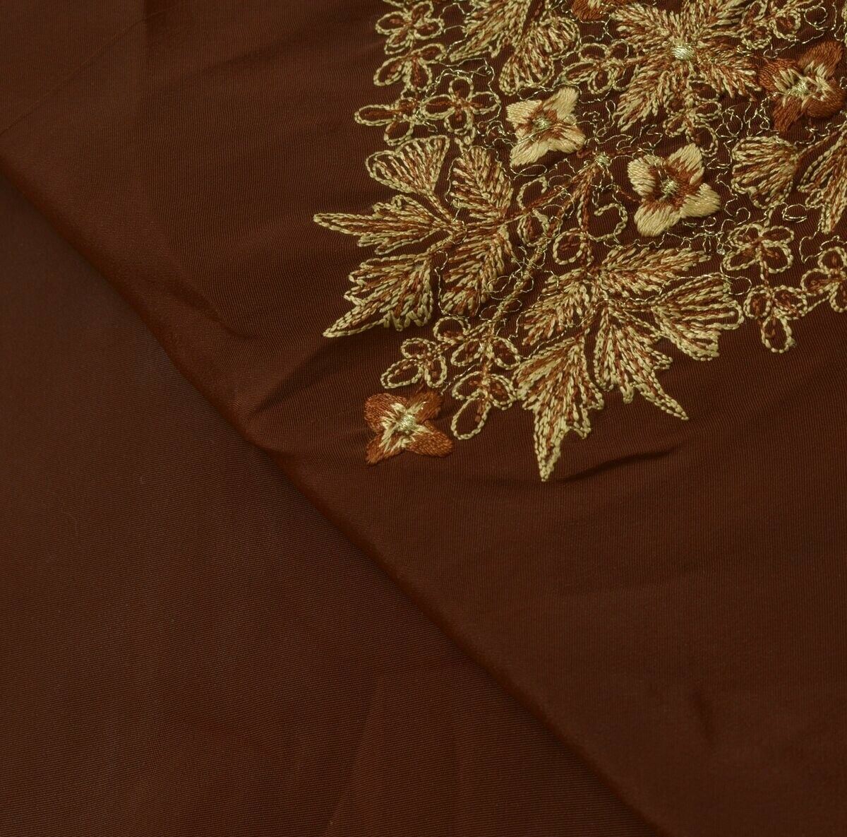 Blend Crepe Silk Brown Vintage Sari Remnant Scrap Fabric for Sewing Craft