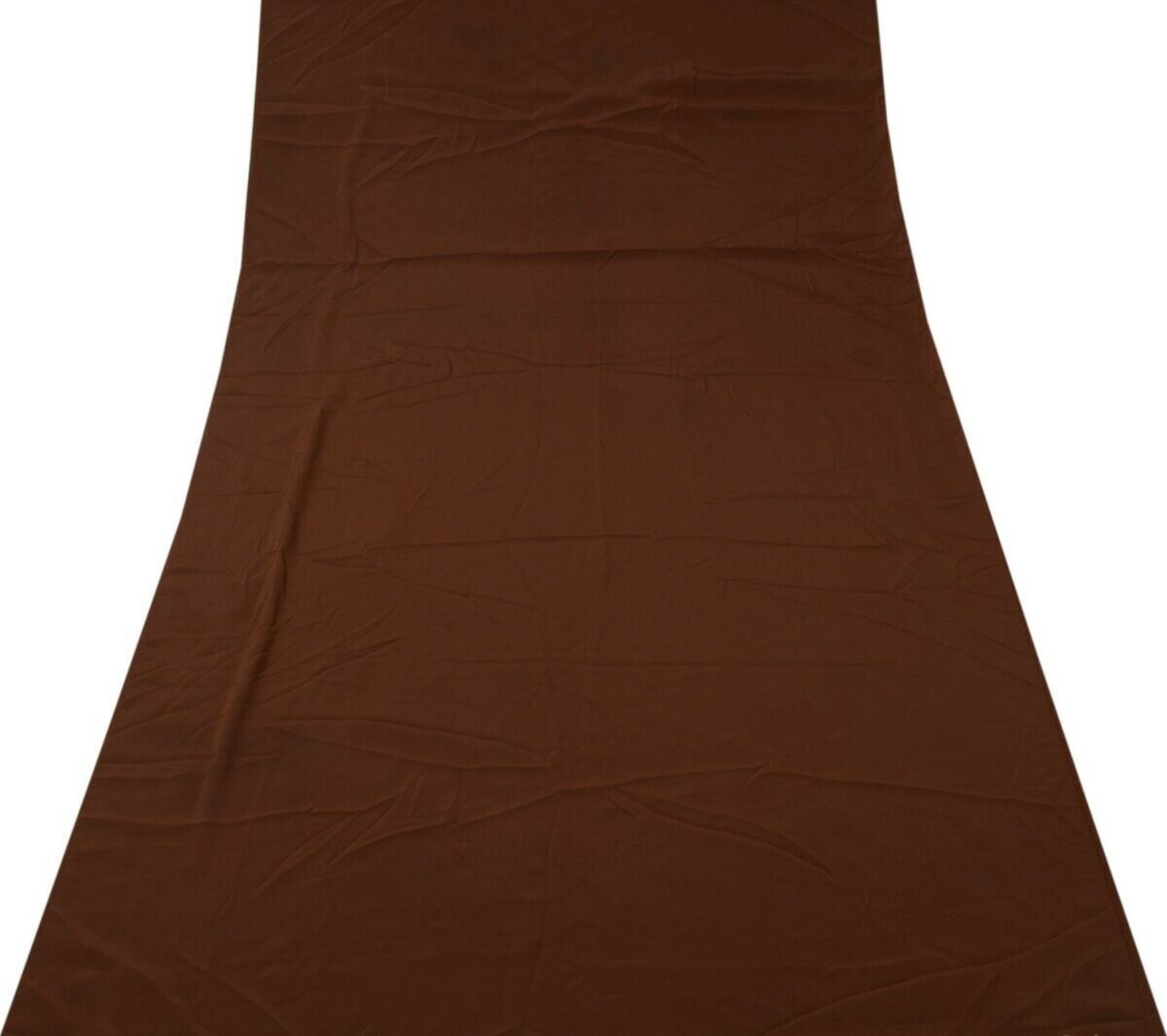Blend Crepe Silk Brown Vintage Sari Remnant Scrap Fabric for Sewing Craft