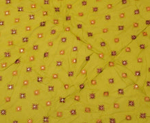 Vintage Saree Remnant Scrap Multi Purpose Embroidered Design Craft Fabric Green