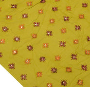 Vintage Saree Remnant Scrap Multi Purpose Embroidered Design Craft Fabric Green