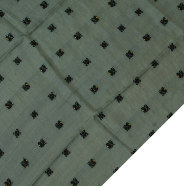 Vintage Saree Remnant Scrap Multi Purpose Craft Thread Woven Gray Fabric