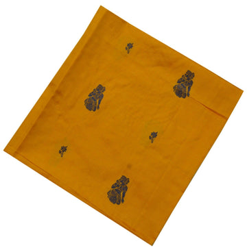Vintage Saree Remnant Scrap Multi Purpose Craft Thread Woven Mustard Fabric