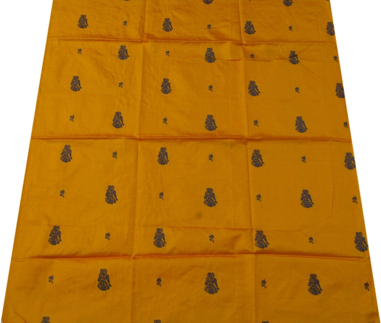 Vintage Saree Remnant Scrap Multi Purpose Craft Thread Woven Mustard Fabric