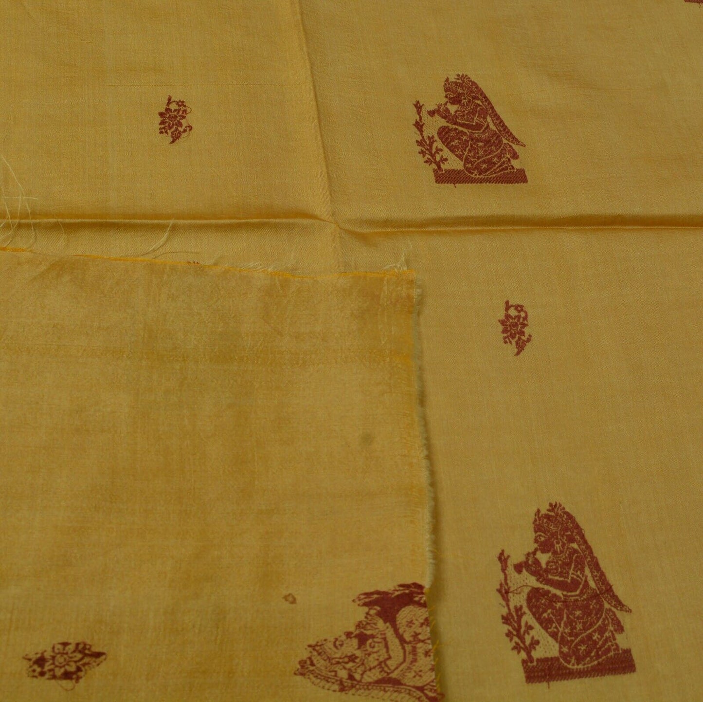 Vintage Saree Remnant Scrap Multi Purpose Craft Woven Baluchari Fabric