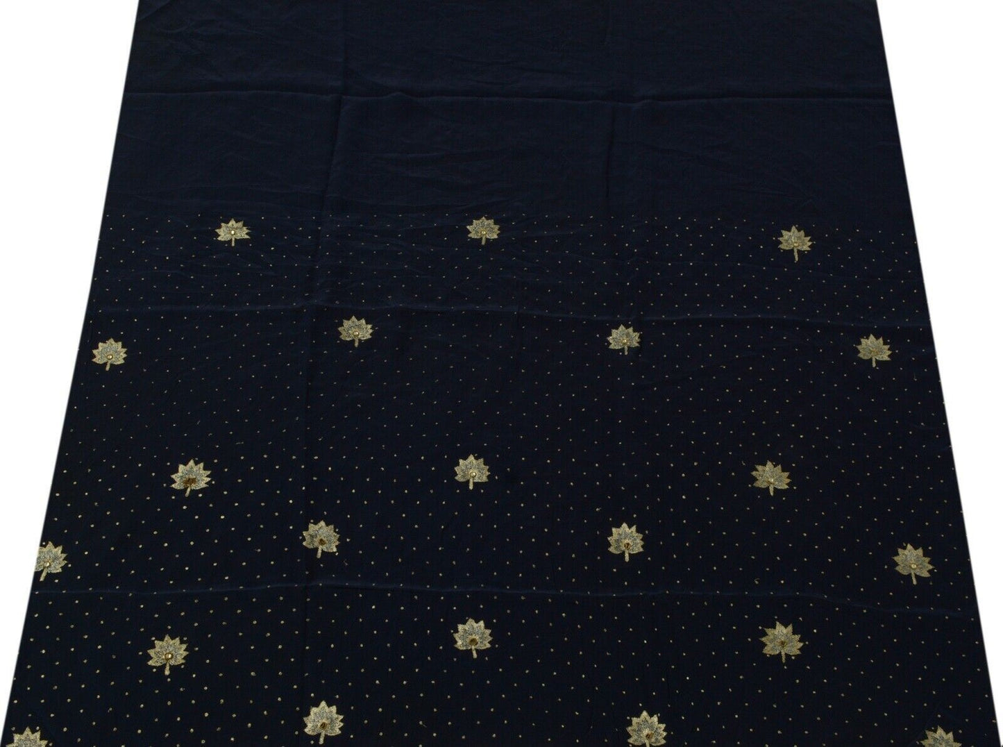Vintage Saree Remnant Scrap Multi Purpose Craft Zari Embroidered Blue Fabric