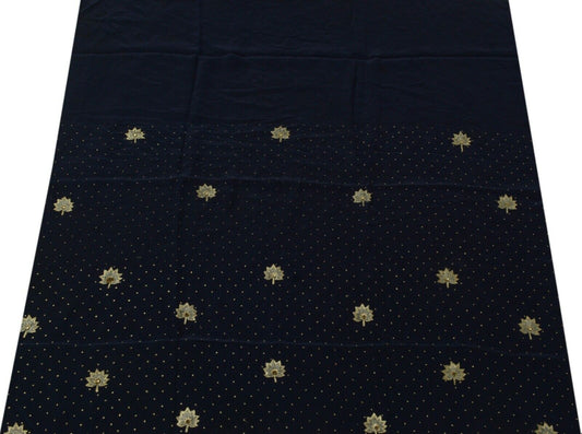 Vintage Saree Remnant Scrap Multi Purpose Craft Zari Embroidered Blue Fabric