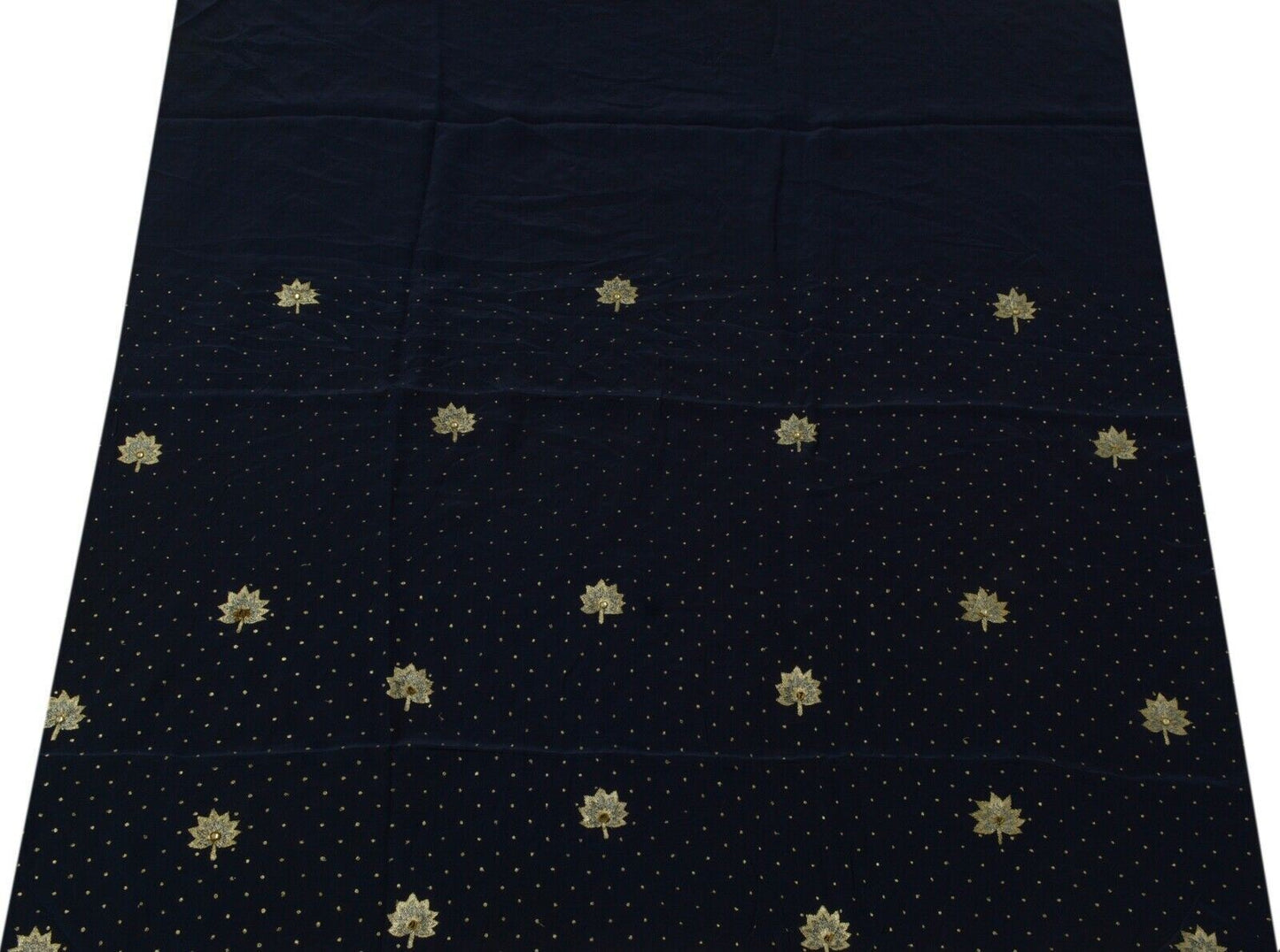 Vintage Saree Remnant Scrap Multi Purpose Craft Zari Embroidered Blue Fabric